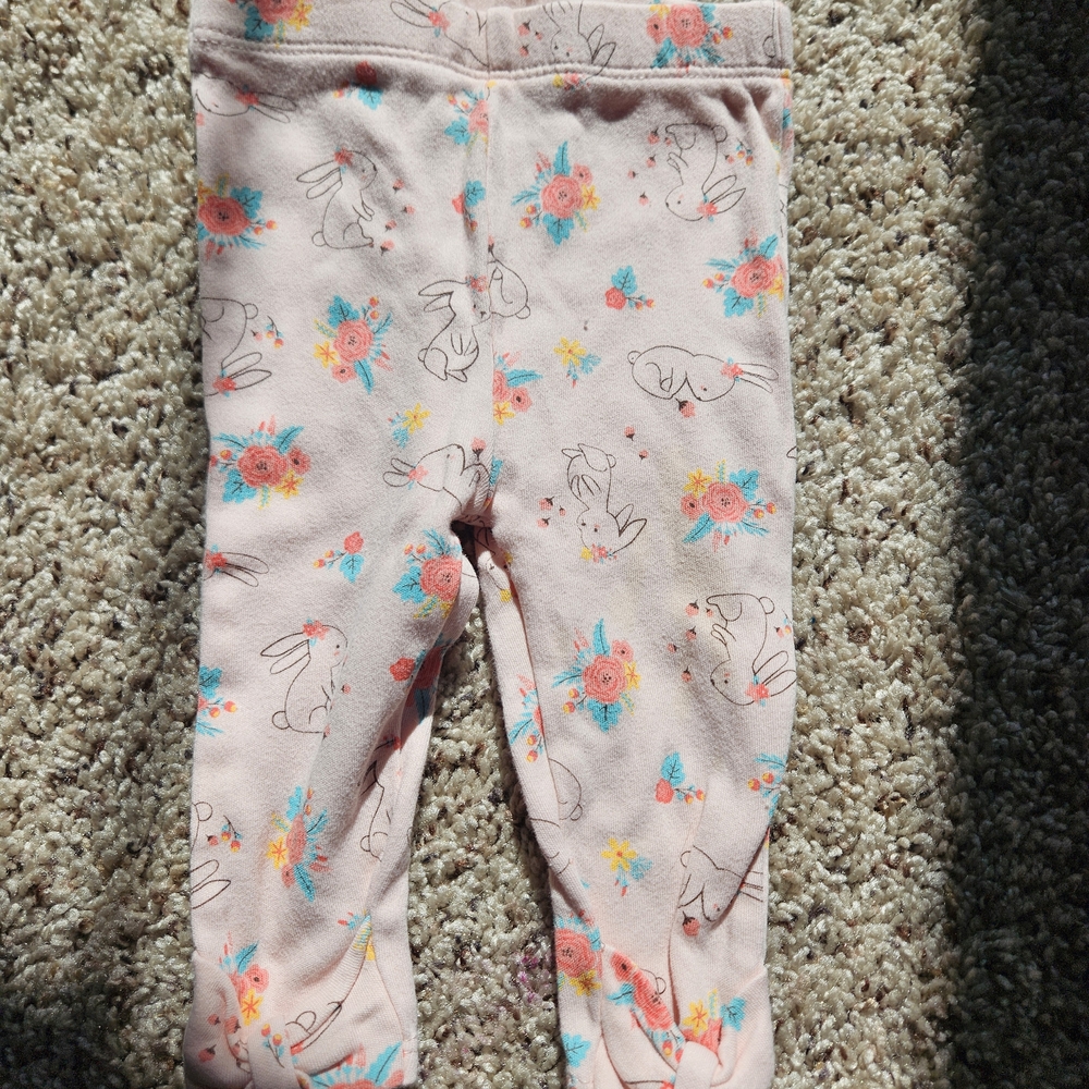 Charming Bunny and Floral Print Kids Leggings